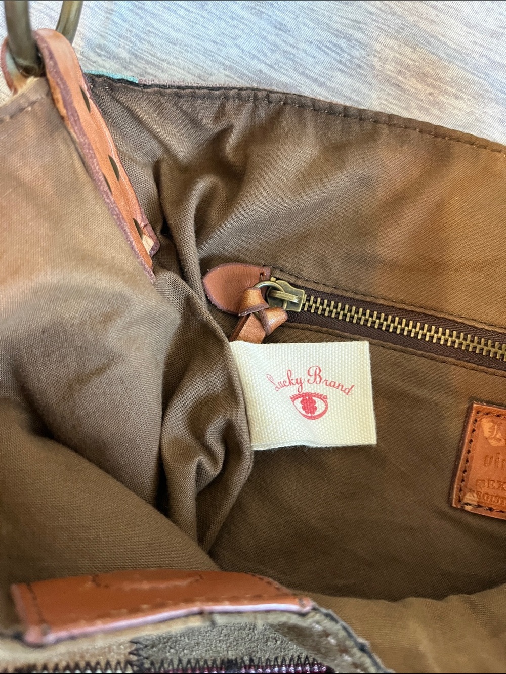 (RARE) Y2K Lucky Brand Ugly Betty Suede/leather Hobo Bag Multicolor Patchwork - Picture 5 of 11
